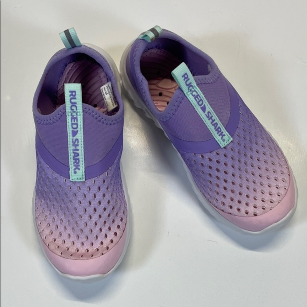 Rugged Shark Kids Water Shoes Pink Purple Slip On Size 13